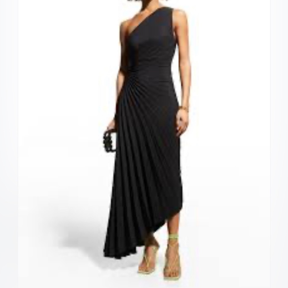 Asymmetrical, pleated one shoulder, peekaboo hole dress never worn with tags